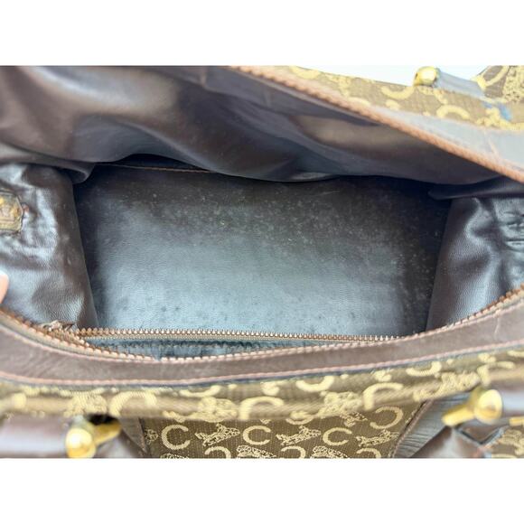 CELINE Vintage Macadam Sulky Boston Bag Brown Canvas Leather Purse | COA - Picture 12 of 16